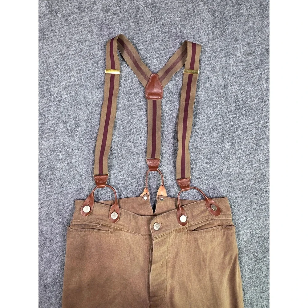 Wah Maker Frontier Canvas Pants Mens 32 Buckle Back Suspenders Old West USA